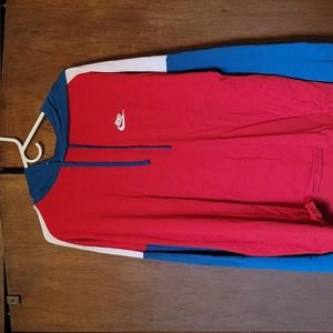 Mens Nike red, blue, and white hoodie. Size large.